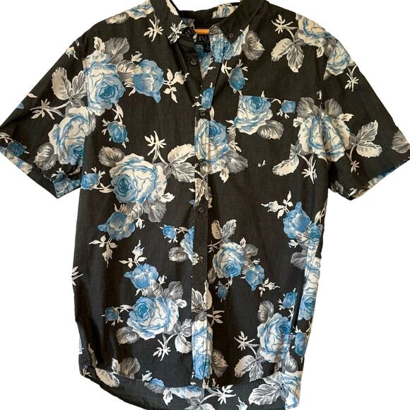 Retrofit Other - Retrofit Black Blue Floral Short Sleeve Button Down Mens L